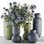 Green and Blue Decorative Vase Set 3D model small image 1