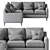 Elegant Beverly L Sectional Sofa 3D model small image 7