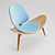 Designer Shell Cosmo Upholstered Chair 3D model small image 2