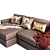 Sleek Leather Sectional Sofa Set 3D model small image 4