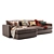 Sleek Leather Sectional Sofa Set 3D model small image 5