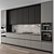 Sleek Gray & Black Kitchen Cabinets 3D model small image 1