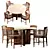 Round Table Dining Set, 4 Chairs 3D model small image 1