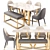 Modern Suede Leather Dining Set 3D model small image 8