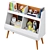 Walnut & White Mid-Century Bookcase 3D model small image 6