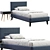 Velvet Blue Single Bed Frame 3D model small image 2
