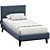 Velvet Blue Single Bed Frame 3D model small image 4