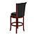 Classic English Wooden Bar Stool 3D model small image 2