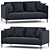 Modern Velvet Oscar Compact Sofa 3D model small image 1