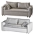 Modern Gray Convertible Sofa Bed 3D model small image 3