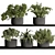 Mini Plant Pot Set 403 3D model small image 1