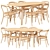  Modern Bamboo Dining Table Set 3D model small image 4