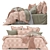 Harlem Check Pillowcases in Salmon 3D model small image 2