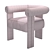 Contemporary Bouclé Grey Dining Chair 3D model small image 5