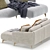 Beige Velvet Lounge Chaise Sofa 3D model small image 5