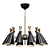 Duke Replica Ceiling Light, 8 Black Shades 3D model small image 1