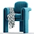 Elegant Velvet Floria Chair 3D model small image 1