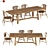 Rustic Farmhouse Dining Set 3D model small image 4