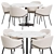 Modern White Marble Dining Set 3D model small image 1