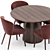 Stylish Aston Dining Set Ensemble 3D model small image 2