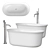 Petite Oval Freestanding Ceramic Bathtub 3D model small image 1
