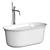 Petite Oval Freestanding Ceramic Bathtub 3D model small image 3