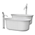 Petite Oval Freestanding Ceramic Bathtub 3D model small image 4