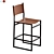 Rugged Leather Bar Stools 3D model small image 2