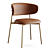 Modern Leather Metal Dining Chair 3D model small image 3