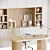 Modern Office Desk Set 3D model small image 3