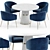 Elegant Navy Velvet Dining Chair 3D model small image 1