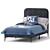 Luxury Velvet Single Bed, Navy 3D model small image 3