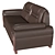 Luxury Black Leather 3-Seater Sofa 3D model small image 2
