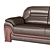 Luxury Black Leather 3-Seater Sofa 3D model small image 4