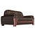 Luxury Black Leather 3-Seater Sofa 3D model small image 5