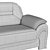 Luxury Black Leather 3-Seater Sofa 3D model small image 6