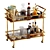 Elegant Gold Bar Cart Set 3D model small image 1