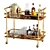 Elegant Gold Bar Cart Set 3D model small image 2