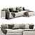 Harper Modern Chaise Sectional Sofa 3D model small image 2