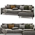 Harper Modern Chaise Sectional Sofa 3D model small image 3