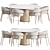 Elegant Velvet Upholstered Dining Set 3D model small image 1