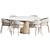 Elegant Velvet Upholstered Dining Set 3D model small image 2