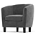 Luxurious Velvet Armchair in Charcoal 3D model small image 1