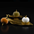 Gold Leaf Tray & Velvet Pumpkins 3D model small image 2