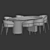 Luxury Marble and Velvet Dining Set 3D model small image 3