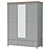Vintage Inspired Wide 2-Door Wardrobe 3D model small image 3