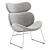 Elegant Woven Fabric Armchair - Light Grey 3D model small image 1