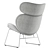 Elegant Woven Fabric Armchair - Light Grey 3D model small image 4