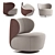 Luxurious Swivel Armchair With Patchwork 3D model small image 1