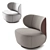 Luxurious Swivel Armchair With Patchwork 3D model small image 2